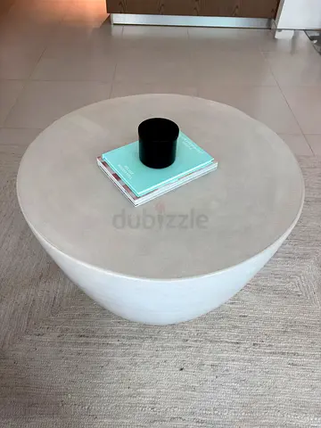 Round Concrete / Stone Effect Coffee Table — Minimalist