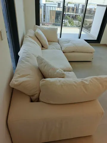 Marina Homes beige color feather 🪶 filled lshape sofa