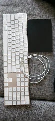 Apple Magic Keyboard with Numeric Pad (White) + Apple Magic Trackpad and Lightning Cable - Used