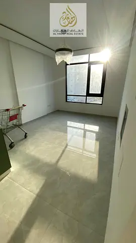 Available for annual rent: 1 Bedroom Hall apartment with 1 Bathroom and American Kitchen – First Tenant. Located directly on Ajman Corniche, in a pri