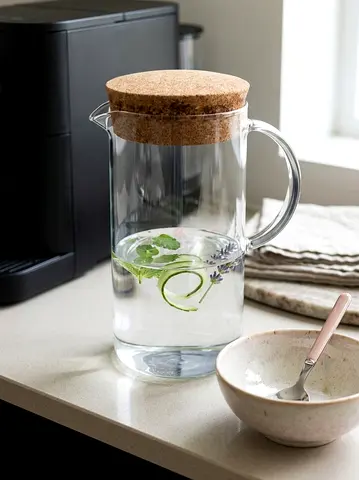 Glass Water Pitcher with Cork Lid - MUST GO