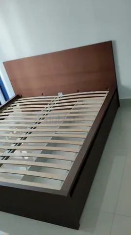Ikea Queen size wooden bed frame with headboard - good condition