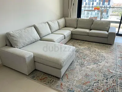 Ikea kivik U Shape Sofa Beige Light grey L-shaped fabric corner sofa - good condition
