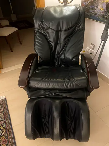 Black Leather Massage Recliner Chair with Footrest