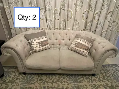 The One brand Chesterfields 2-seater sofa (beige color) - set of 2 available