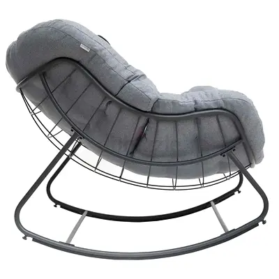 Modern Grey Rocking Lounge Chair with Padded Cushion