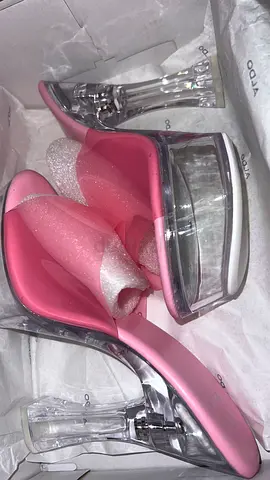Clear Platform Heels with Pink Straps - Worn Once