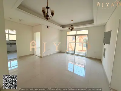 For annual rent: 3 bed hall apartment in Al Mowaihat 3 Ajman, Academy Street, 3 bedrooms, 3 bathrooms, balcony, central AC, built-in wardrobes