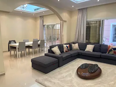Large Grey L-Shaped Corner Sofa with Ottoman