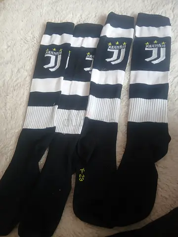 Three Pairs of Black  White Striped Knee-High Socks (Size F-23)