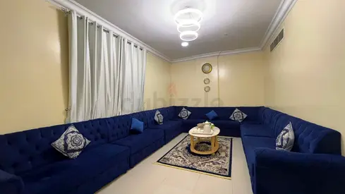 Large Navy Blue Majlis Sofa Set and Curtain and carpet — Good Condition