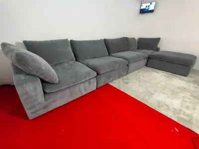 Pan home pianca feather 🪶 filled modular sofa with ottoman