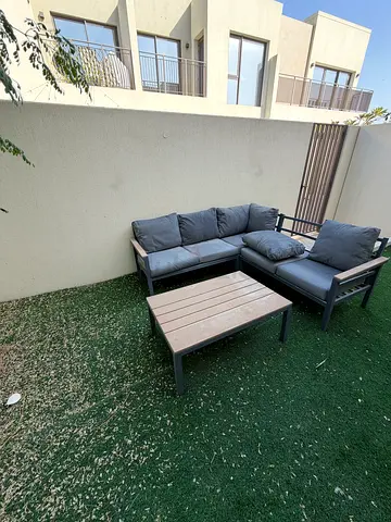 Outdoor 3-Seater Sofa Set with Cushions and Coffee Table