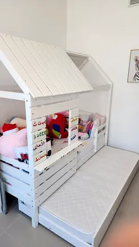 White Wooden Kids House Bed with Mattress - Good Condition