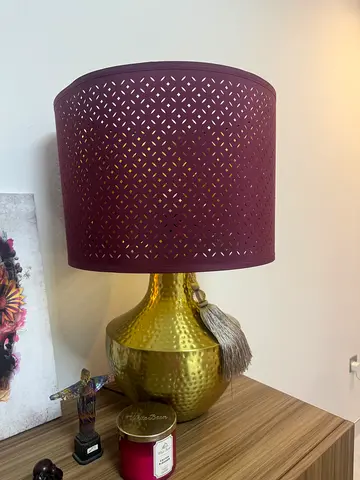 2 Ikea Lamps with Maroon Cutout Shade — Good Condition
