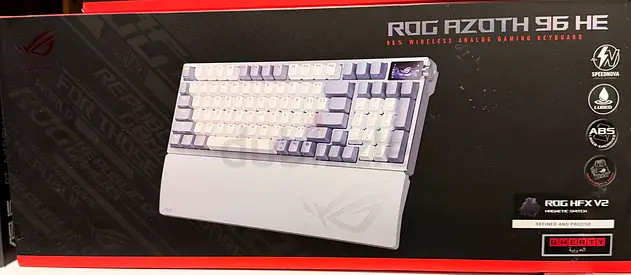 ASUS ROG Azoth 96 HE White Gaming Keyboard, ROG HFX V2 Magnetic Switches, 8K Polling, OLED Display