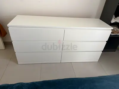 White 6-Drawer Low Dresser / Wide Chest - Good Condition