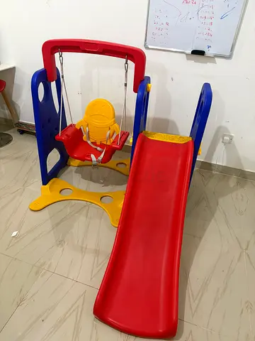 Kids plastic slide with baby swing - sturdy indoor set