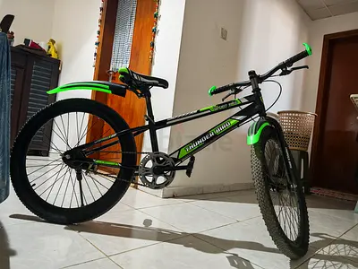 Brand new -less Used single-speed mountain/ BMX style bike – green  black, good condition 23inch
