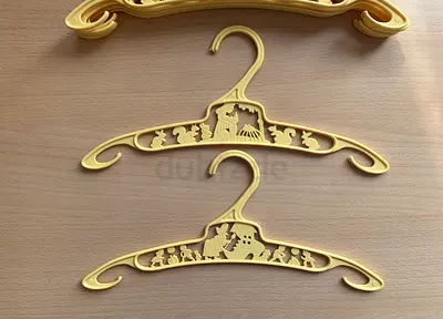 Vintage coat hangers - yellow baby hangers nursery decor rhyme theme Set of 17