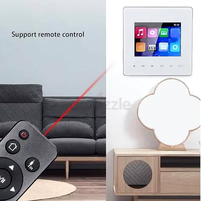Bluetooth Wall Music Amplifier with Touch Screen, Timer On Off, FM Radio,