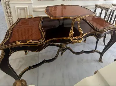 Vintage French-style Marble Top Console Table with Gilded Bronze Mounts