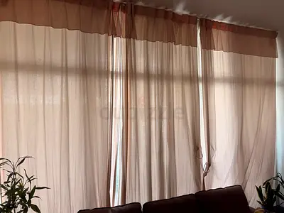 IKEA Beige and pink Full-Length Curtains with Valance - Light-Filtering 20 pcs with curtain rails