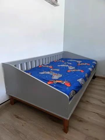 Toddler/Daybed - Low Wooden Cot with Mattress (White)
