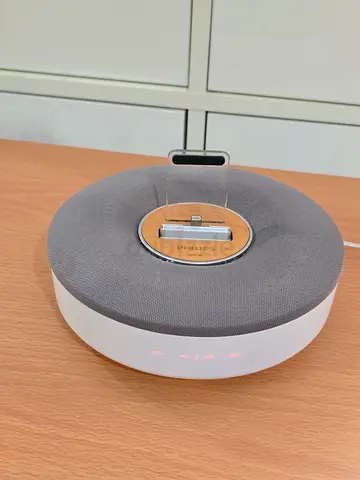 Compact Bluetooth Speaker Dock with Lightning Connector (Round Fabric Design)