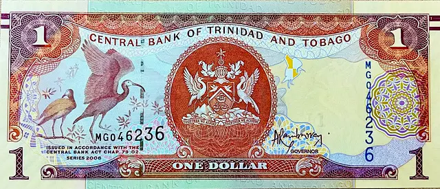 TRINIDAD AND TOBAGO ONE DOLLAR BANK NOTE ISSUED 2006 CURRENCY