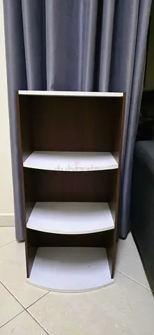 Shoe rack - Compact 3-Shelf Curved Corner Storage Unit - Dark Wood with White Shelves
