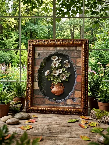Vintage Framed 3D Floral Relief Wall Art in Ornate Gold Frame