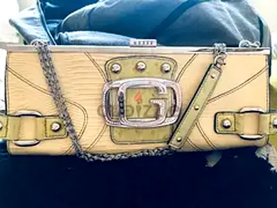 Beige Womens Chain Strap Shoulder Bag with Buckle (Guess brand)
