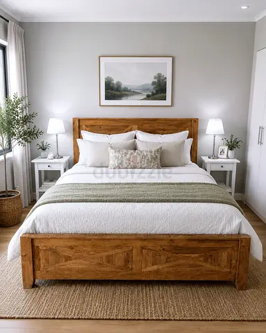 Solid Wood king Bed Frame with Marina homes mattress