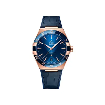 Omega Constellation Co‑Axial Mens Watch - Blue Dial, Rose Gold Case