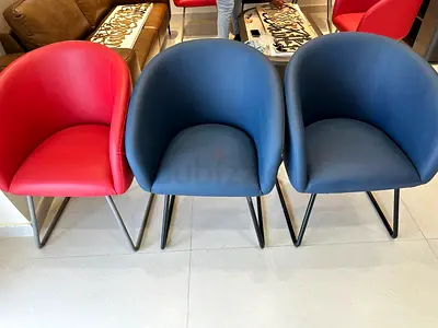 Set of 10 Modern Upholstered Dining Chairs (Blue  Red) with Metal Legs
