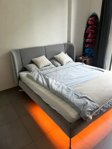 Modern Grey Upholstered Bed - King