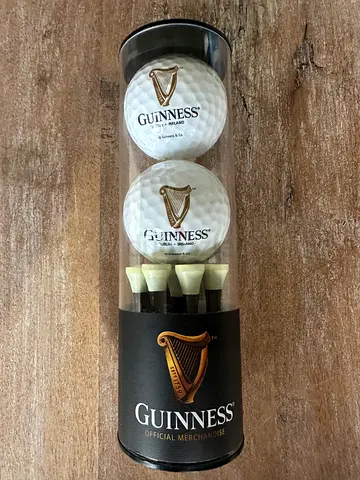 Set of 2 Guinness Branded Golf Balls with Tees - New