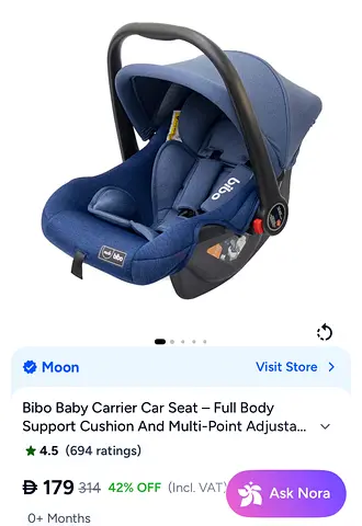 Moon Bibo Baby Carrier Car Seat – Full Body Support Cushion Group 0+ (0–15 Months, Up to 13kg)