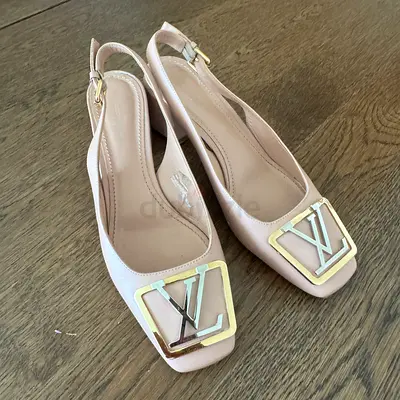 Louis Vuitton slingback flats with LV logo buckle, size 38 - gently used