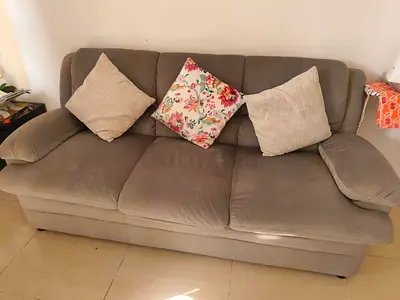 3-Seater Grey Fabric Sofa in Good Condition