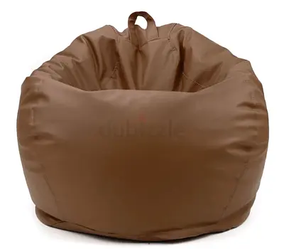 Brown leather-look bean bag chair (single) - good condition