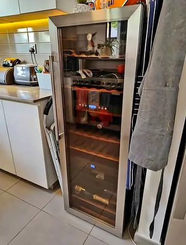Hoover Slim freestanding wine cooler / wine fridge - stainless frame, glass door, free delivery