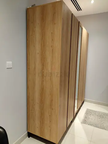 Three-door Wooden Wardrobe with Mirror - Excellent Condition