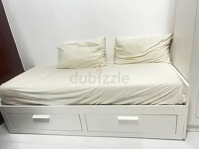 IKEA White Single Daybed with mattress  Drawers - Good Condition
