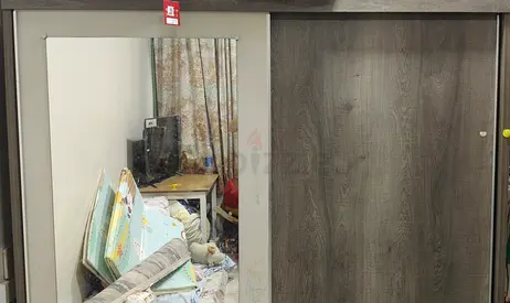 Dark Wood Sliding Wardrobe with Full-Length Mirror - Good Condition