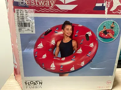 New Swim Ring / Pool Tube - Red Sailboat Design (1.19 m)