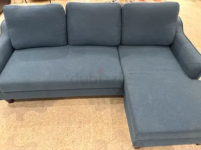 Used L-shaped 3-seater Fabric Modular Sofa  - Blue