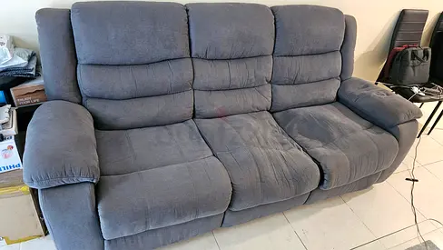 Comfortable 3-Seater Recliner Sofa in Grey Fabric - Good Condition