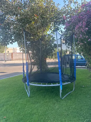 Round backyard trampoline with safety net